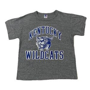 Vintage Russell Athletic Kentucky Wildcats Short Sleeve T Shirt Grey Graphic M
